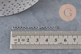 Stainless steel platinum extension chain 47-53mm, x5 VALID