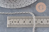 Bracelet maille forçat acier inoxydable 304 argenté 4mm/18.5cm, x1 (G11204)