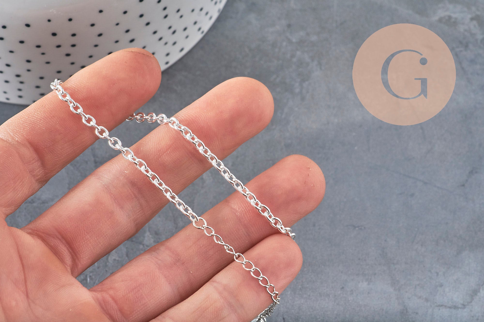 Bracelet maille forçat acier inoxydable 304 argenté 4mm/18.5cm, x1 (G11204)