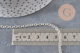 Necklace curb chain stainless steel silver plated 4mm/45.5cm + extension, x1 VALID
