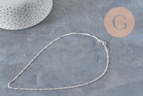 Collar cadena singapur acero inoxidable plateado 2mm/43cm, x1 VÁLIDO