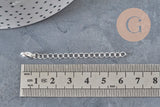 Chaine extension avec fermoir acier inoxydable argenté 62mm, x1 (G11190)