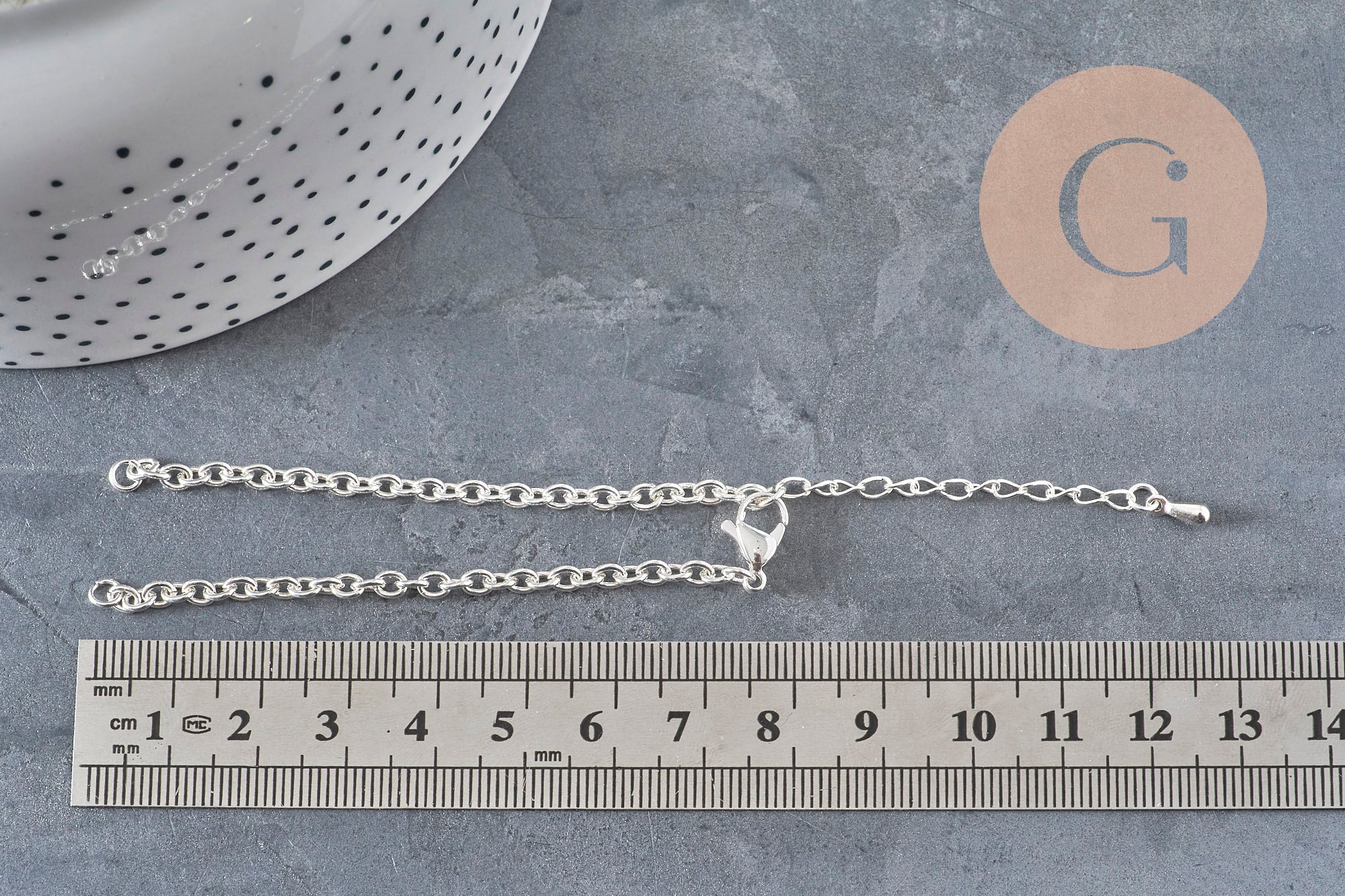 Base de bracelet chaine forçat acier 304 inoxydable argenté 4mm/15.5cm, x1 (G11211)