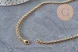 Collier Chaine rolo acier 304 inoxydable doré PVD 4mm/45cm, x1 (G11220)