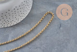 Collier Chaine rolo acier 304 inoxydable doré PVD 4mm/45cm, x1 (G11220)