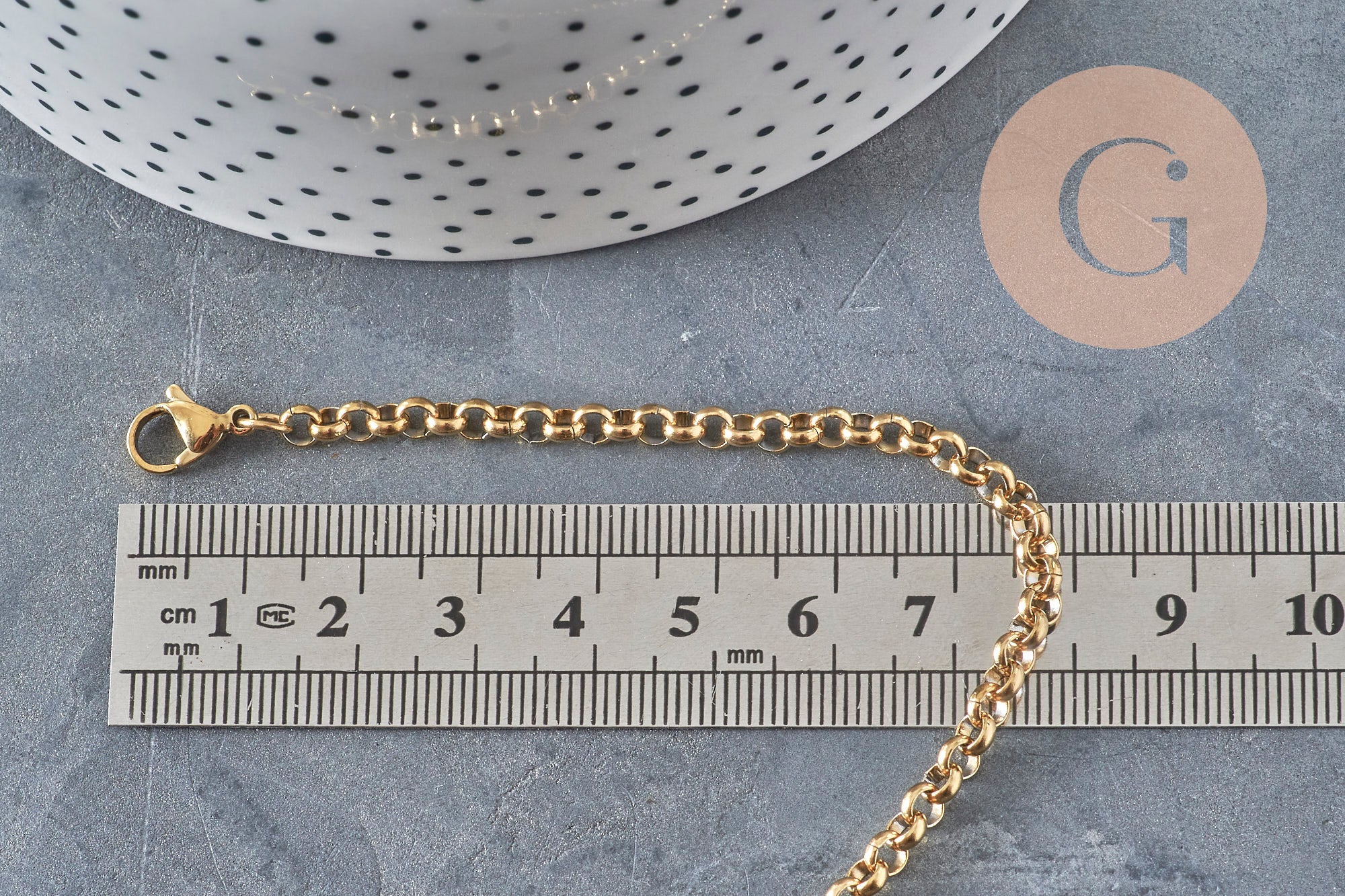 Collier Chaine rolo acier 304 inoxydable doré PVD 4mm/45cm, x1 (G11220)