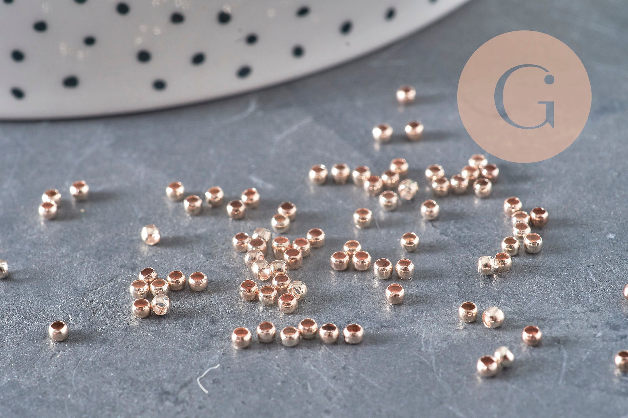 Perles à écraser laiton or rose 2x1.2mm, x1Gr (G11277)