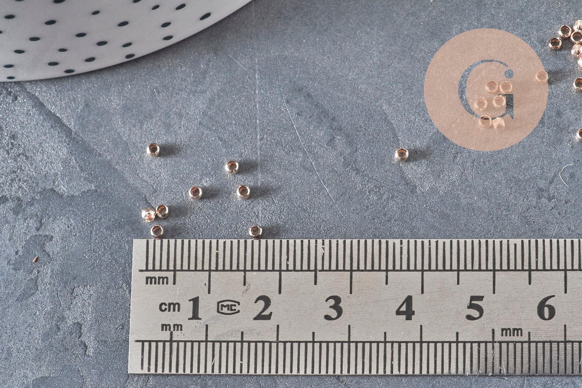 Perles à écraser laiton or rose 2x1.2mm, x1Gr (G11277)