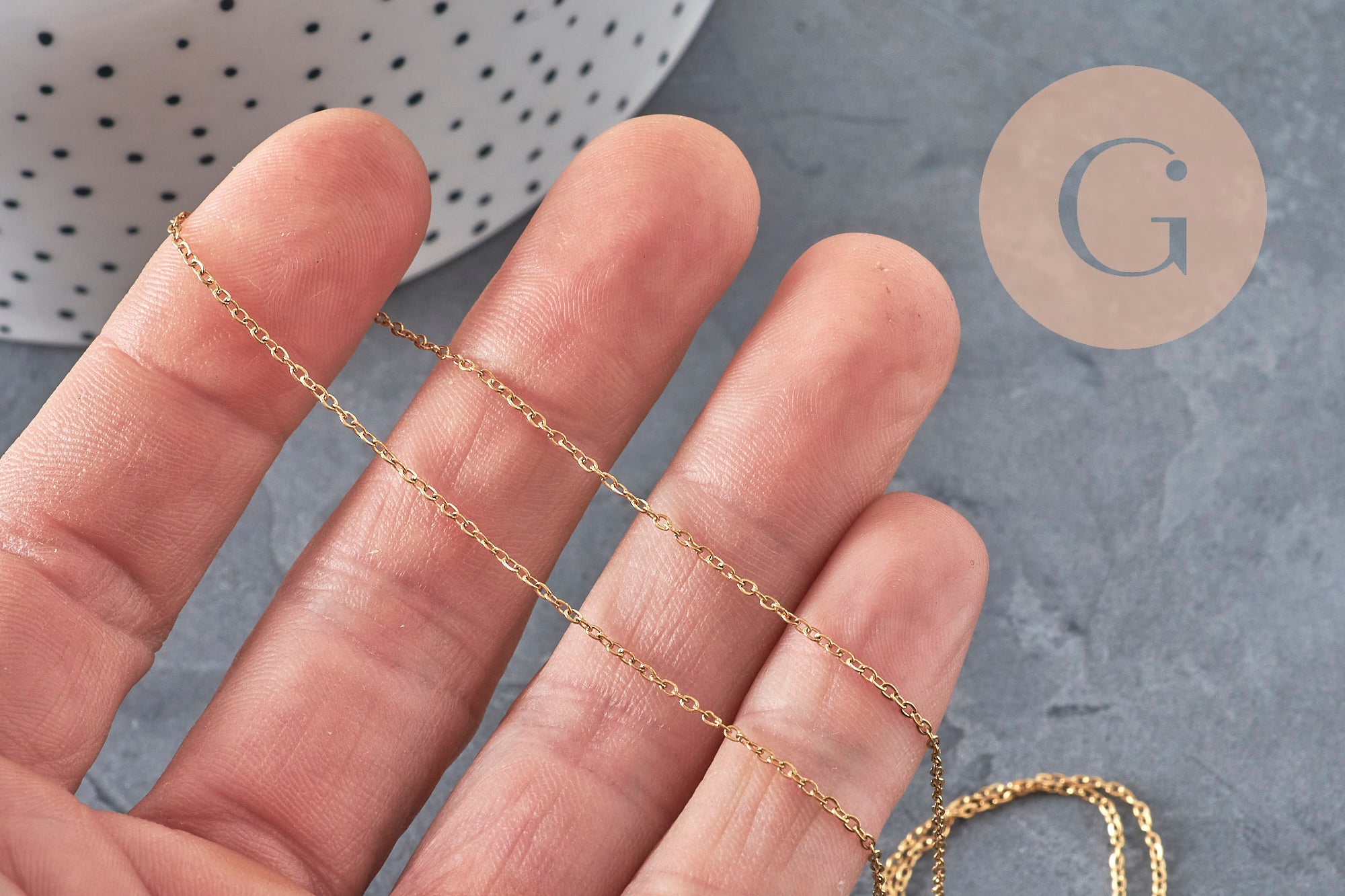 Collier chaine réglable forçat acier 304 inoxydable doré IP 2mm/51cm, x1 (G11257)