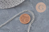 Chaine maille courbe acier 304 inoxydable argenté 4x3mm, x1 mètre (G11279)