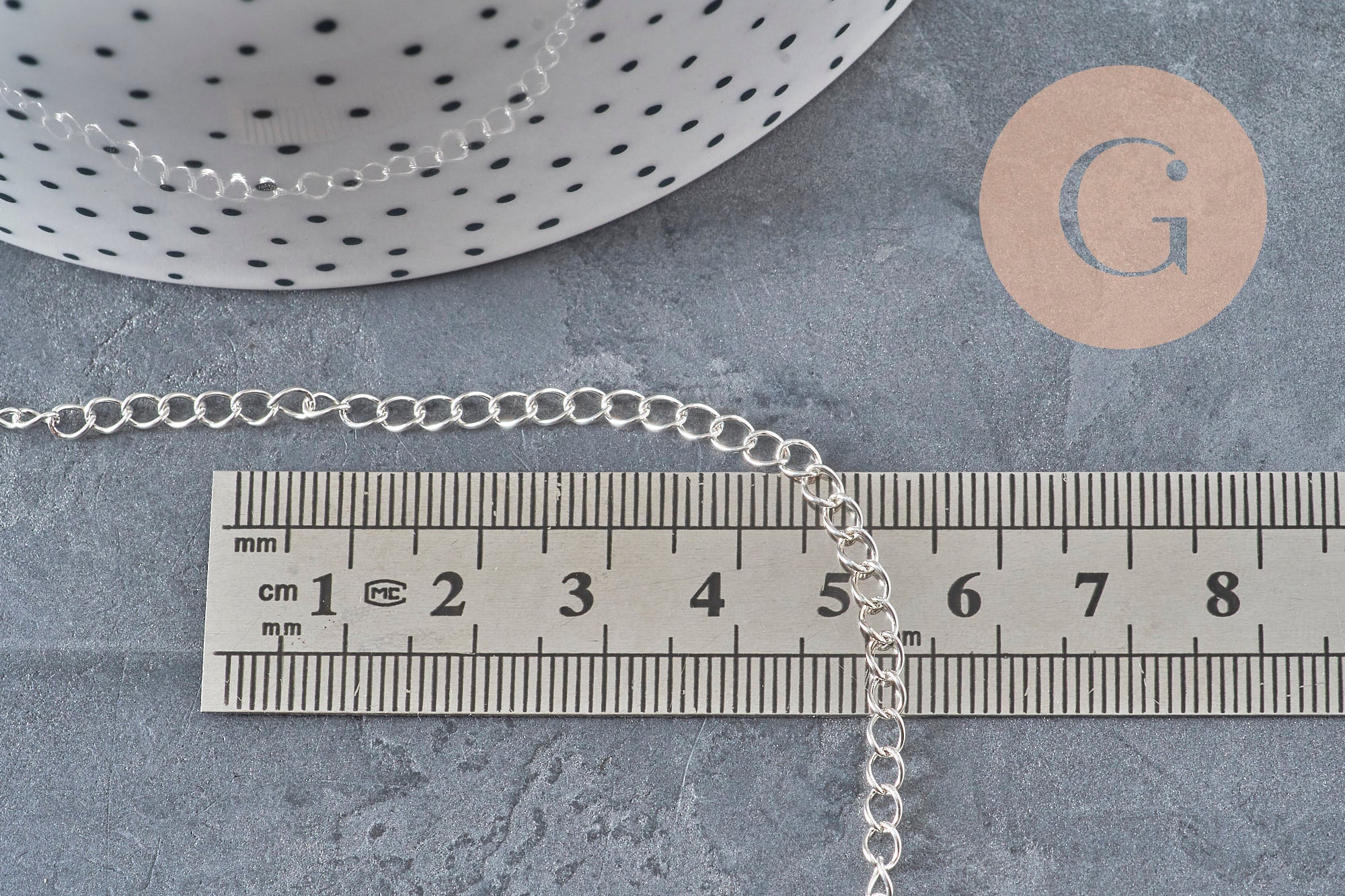 Chaine maille courbe acier 304 inoxydable argenté 4x3mm, x1 mètre (G11279)