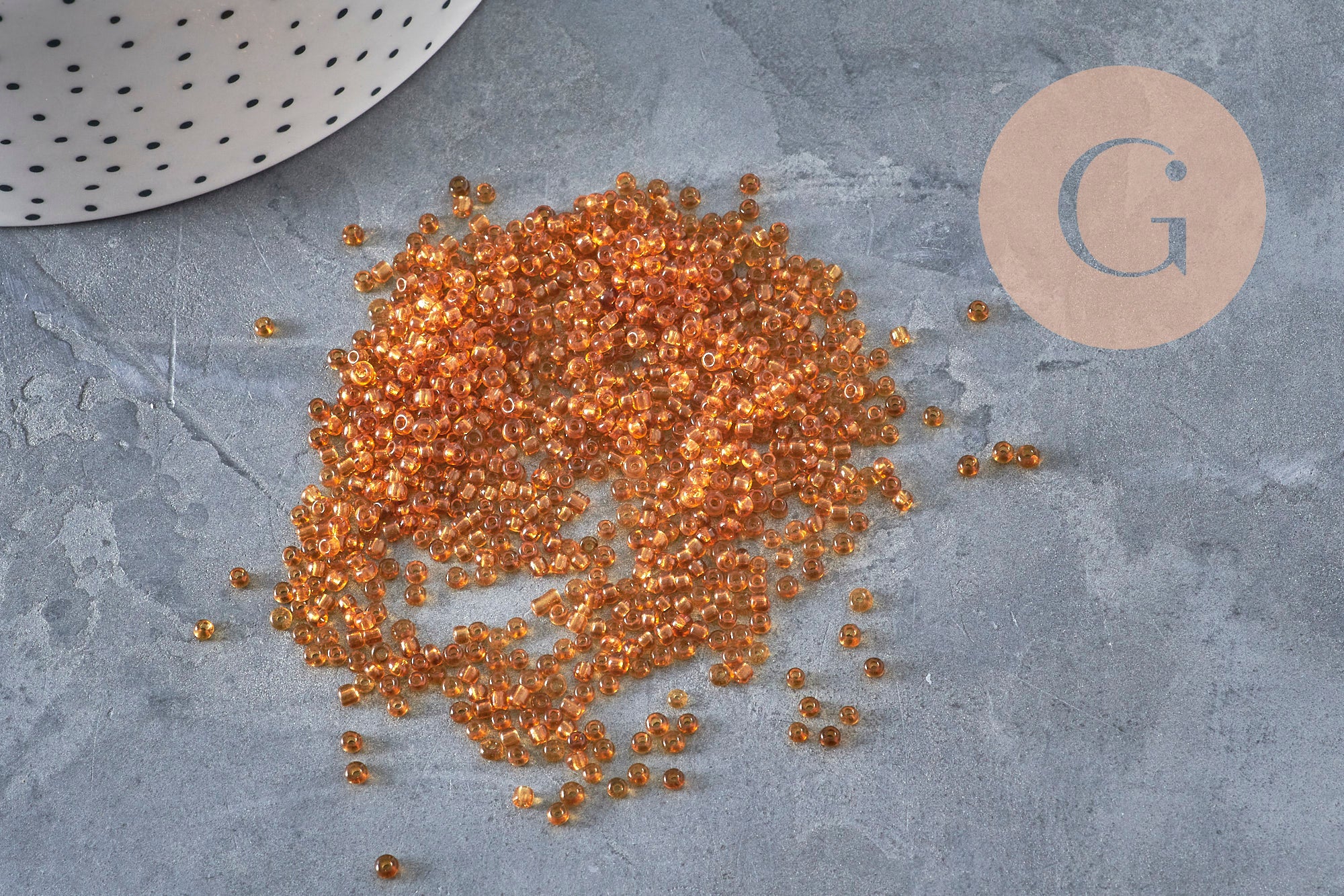 Small transparent gold seed beads 2mm, x 10gr