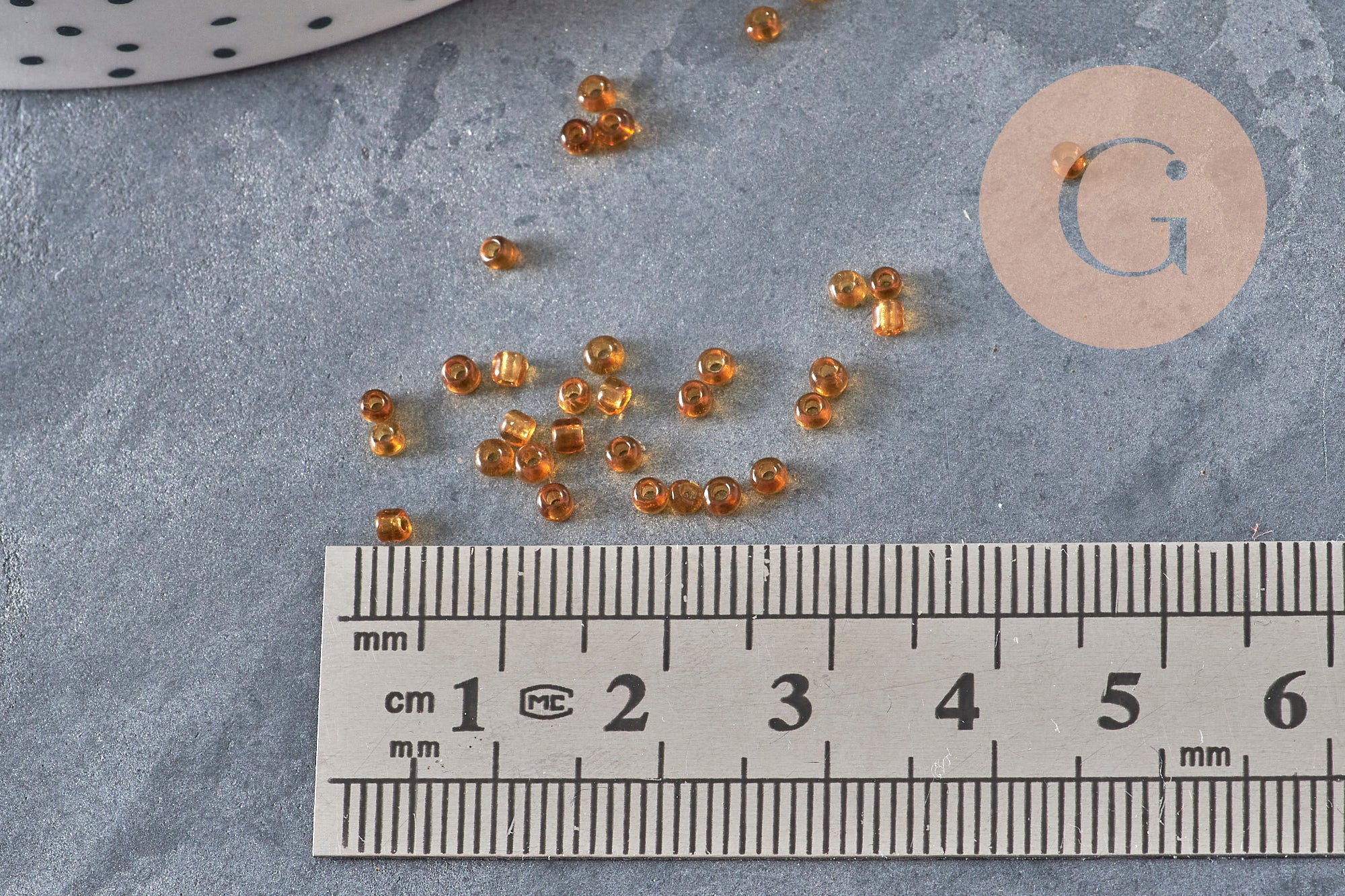 Small transparent gold seed beads 2mm, x 10gr
