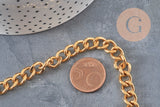 Curved link chain, 304 stainless steel, gold IP plated, 10mm, x1 meter (G11232)