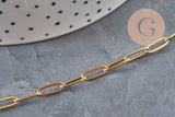 Chaine maille rectangle acier 304 inoxydable doré IP 10x3.5mm, x1 mètre (G11219)