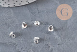 Bélière pendentif coupelle en acier 201 inoxydable argenté 6mm, x5 (G11170)