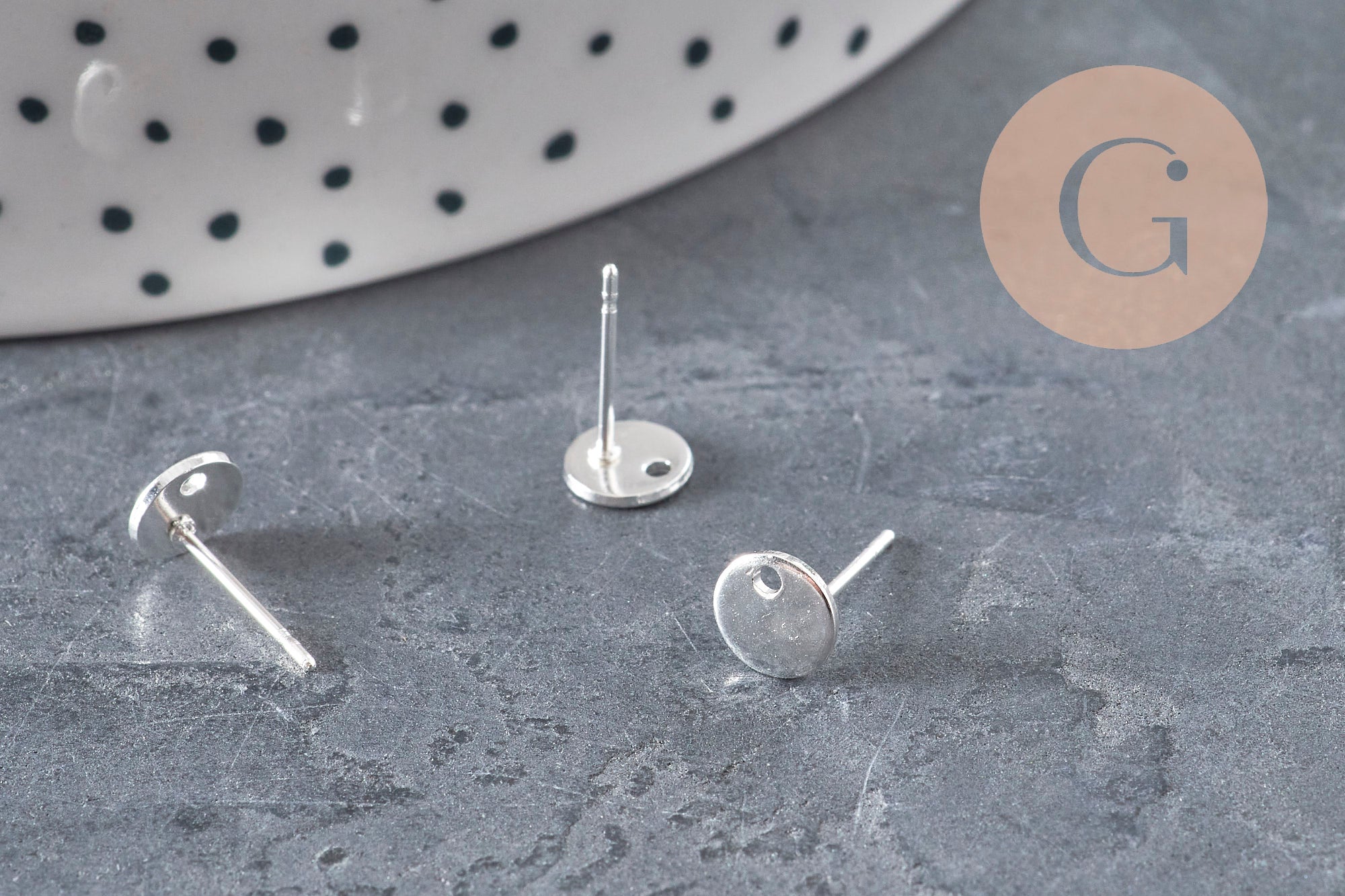 Clous-puces oreille rond acier 304 inoxydable argenté 925 texturé 12mm, la paire (G11189)