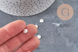 Clous-puces oreille rond acier 304 inoxydable argenté 925 texturé 12mm, la paire (G11189)
