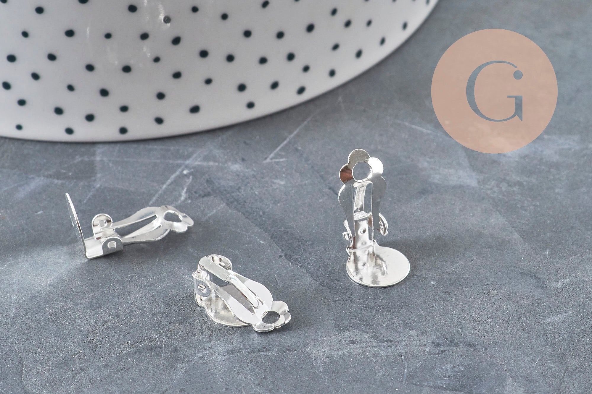 Supports boucles d'oreilles à clip acier 304 inoxydable argenté 16mm, x10 (G11175)