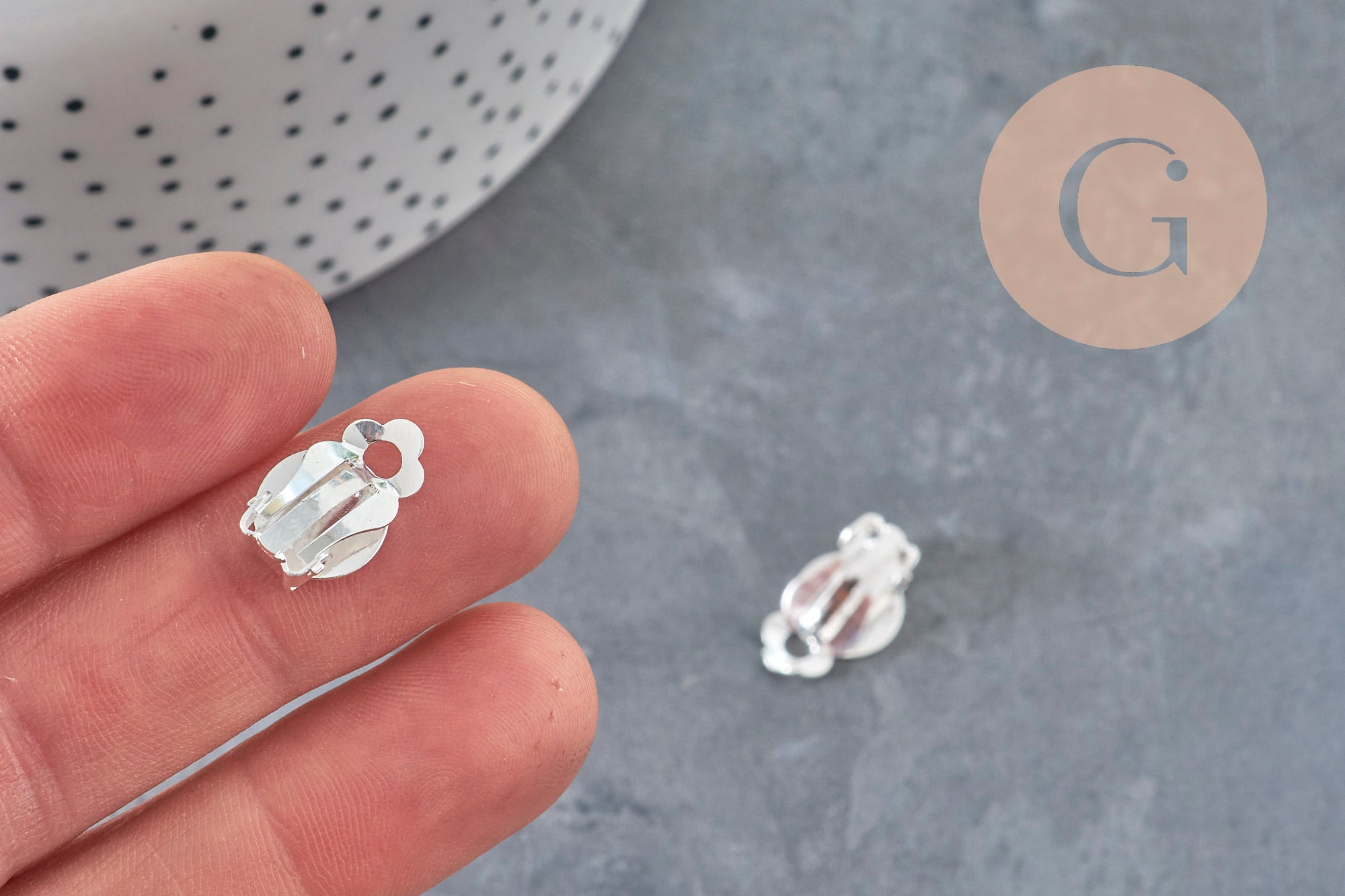 Supports boucles d'oreilles à clip acier 304 inoxydable argenté 16mm, x10 (G11175)