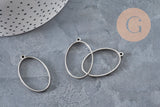 Pendentif ovale acier 304 inoxydable platine sans fond 35mm,x1 (G11188)