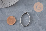 Pendentif ovale acier 304 inoxydable platine sans fond 35mm,x1 (G11188)