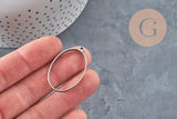 Pendentif ovale acier 304 inoxydable platine sans fond 35mm,x1 (G11188)