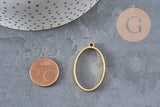 Pendentif ovale acier 304 inoxydable doré sans fond 35mm, x1 (G11249)