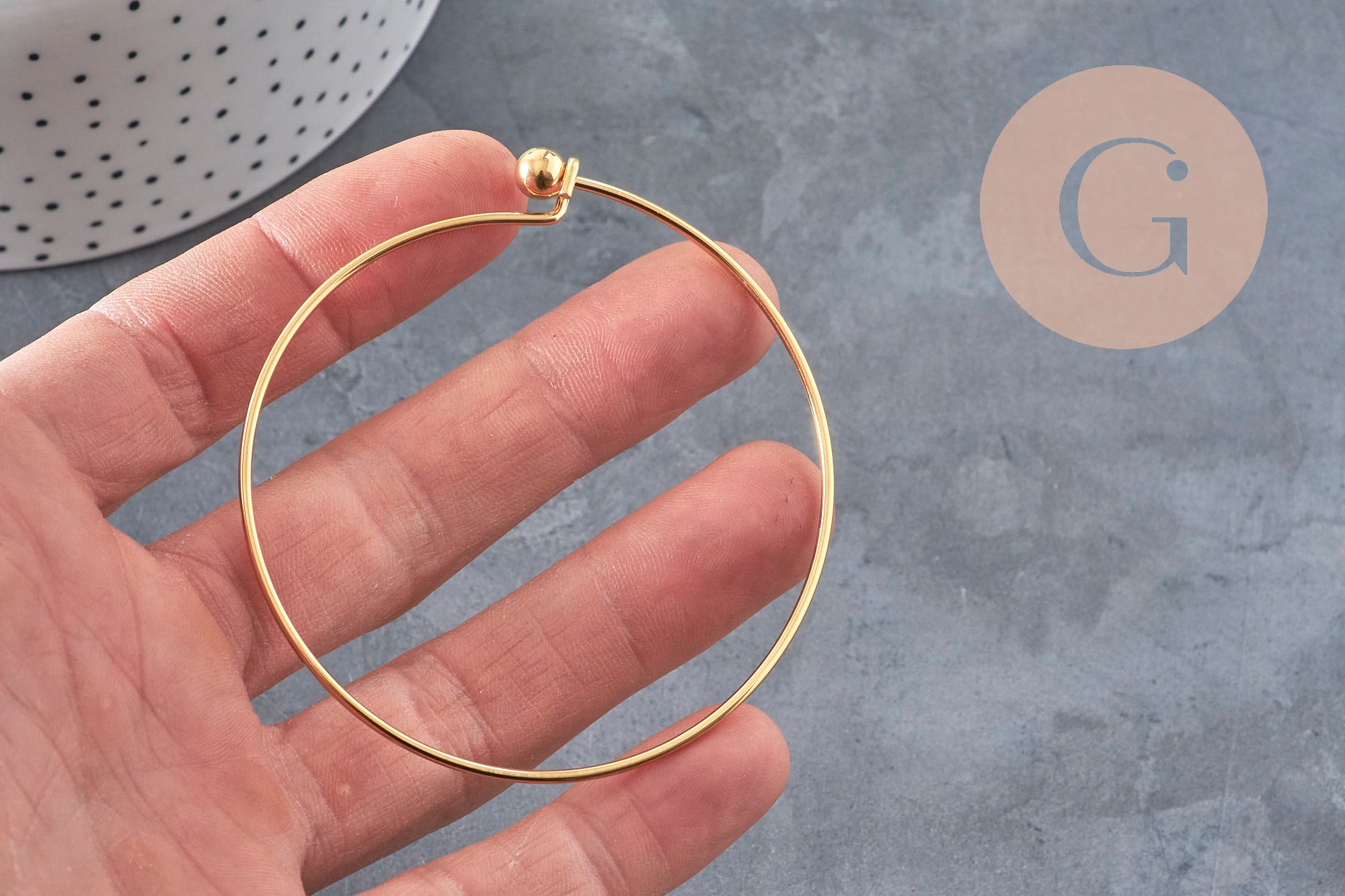 Brazalete liso de acero inoxidable 304 chapado en oro de 62 mm, x1 VÁLIDO