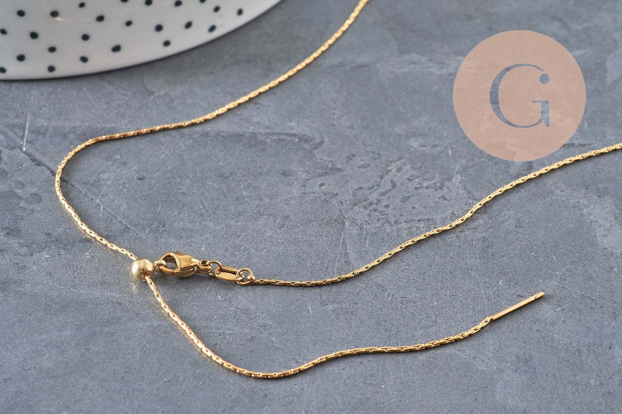 Collier chaine réglable serpent acier 304 inoxydable doré IP 0.8mm/51cm, x1 (G11258)