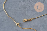 Collier chaine réglable serpent acier 304 inoxydable doré IP 0.8mm/51cm, x1 (G11258)