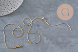 Collier chaine réglable serpent acier 304 inoxydable doré IP 0.8mm/51cm, x1 (G11258)