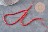 EP-Natural sea bamboo oval pearl imitation red coral 8x4mm, x1 strand of 40cm- G3522