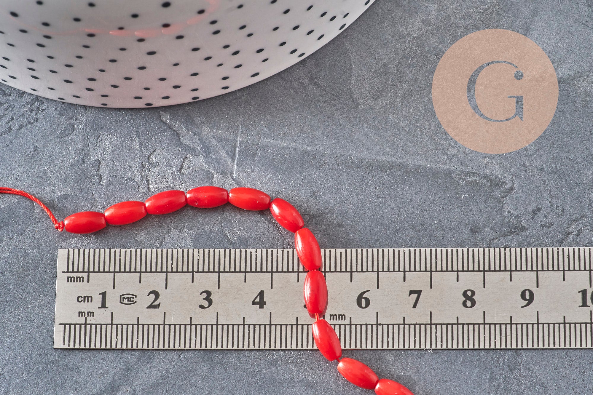 EP-Natural sea bamboo oval pearl imitation red coral 8x4mm, x1 strand of 40cm- G3522
