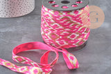 Rose gold Aztec pattern elastic ribbon 16mm, 1/5/10 Meters (G1809)