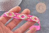 Rose gold Aztec pattern elastic ribbon 16mm, 1/5/10 Meters (G1809)