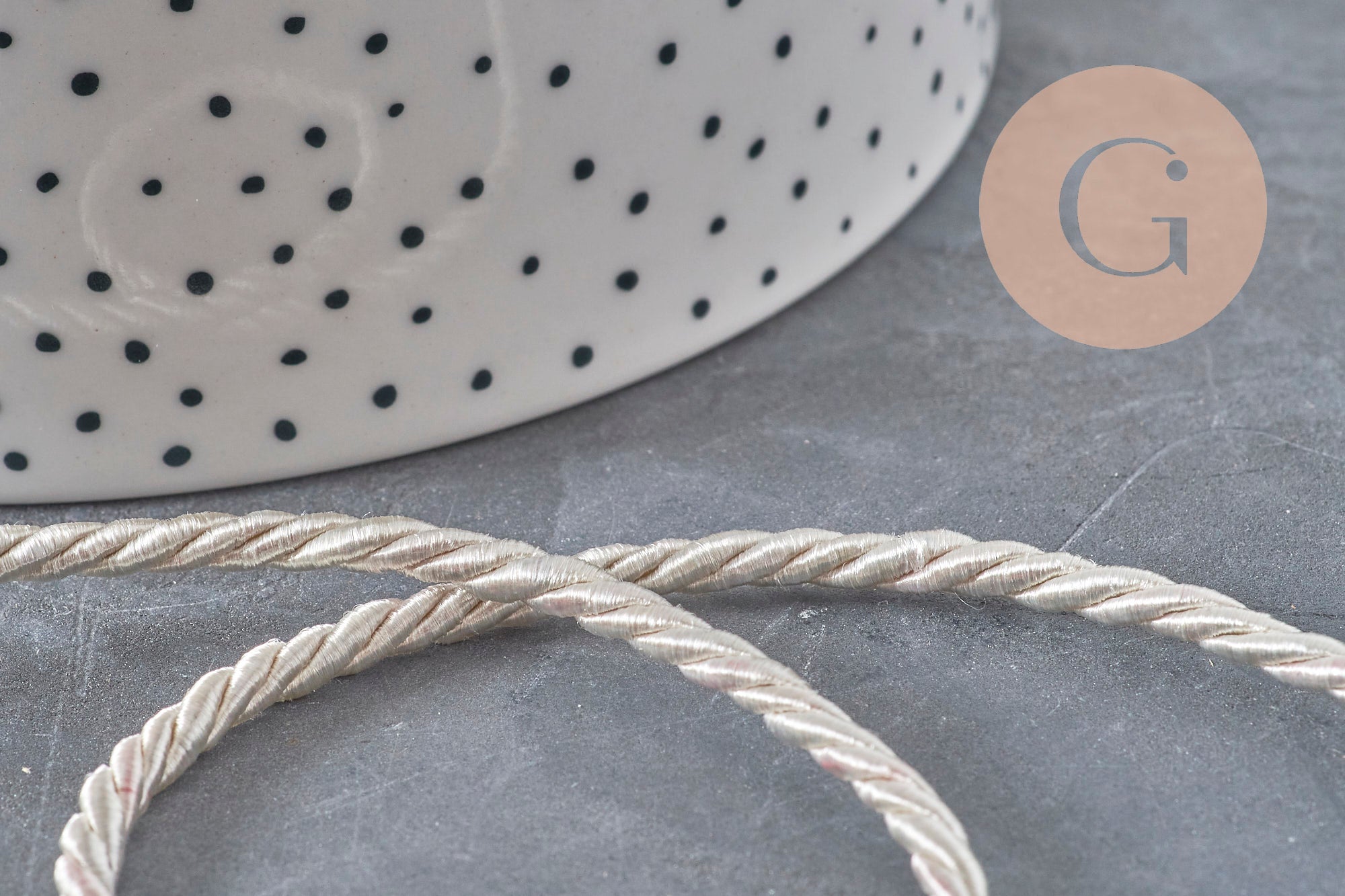 Beige Twisted Satin Cord 3mm, x1 meter (G2319)