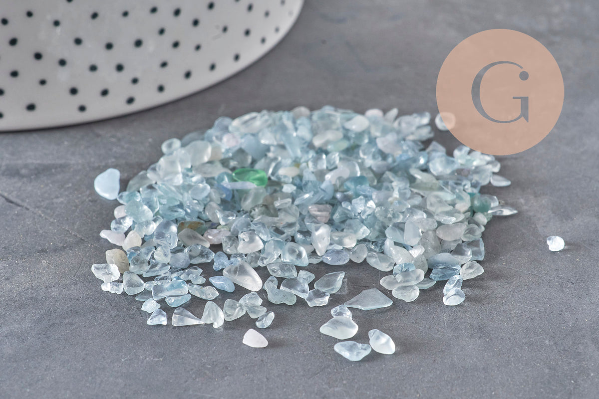 Aquamarine natural unpolished undrilled chip beads 2-12mm, x20g