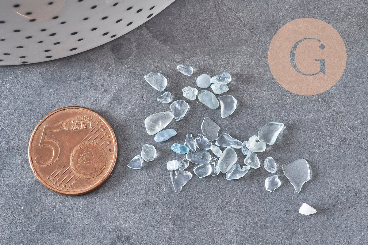 Aquamarine natural unpolished undrilled chip beads 2-12mm, x20g