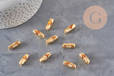Fermoir chaîne à billes acier 304 inoxydable doré 18.5mm, x10 (G11307)