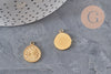 Pendentif Médaille fleur acier 304 inoxydable doré IP 18.5mm, x1 (G11326)
