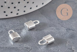Breloque cadenas acier 304 inoxydable argenté 13.5mm, x1 (G11314)