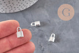 Breloque cadenas acier 304 inoxydable argenté 13.5mm, x1 (G11314)