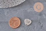 Clous-puces oreille coeur acier 304 inoxydable platine sablé 1 trou 13mm, la paire (G11318)
