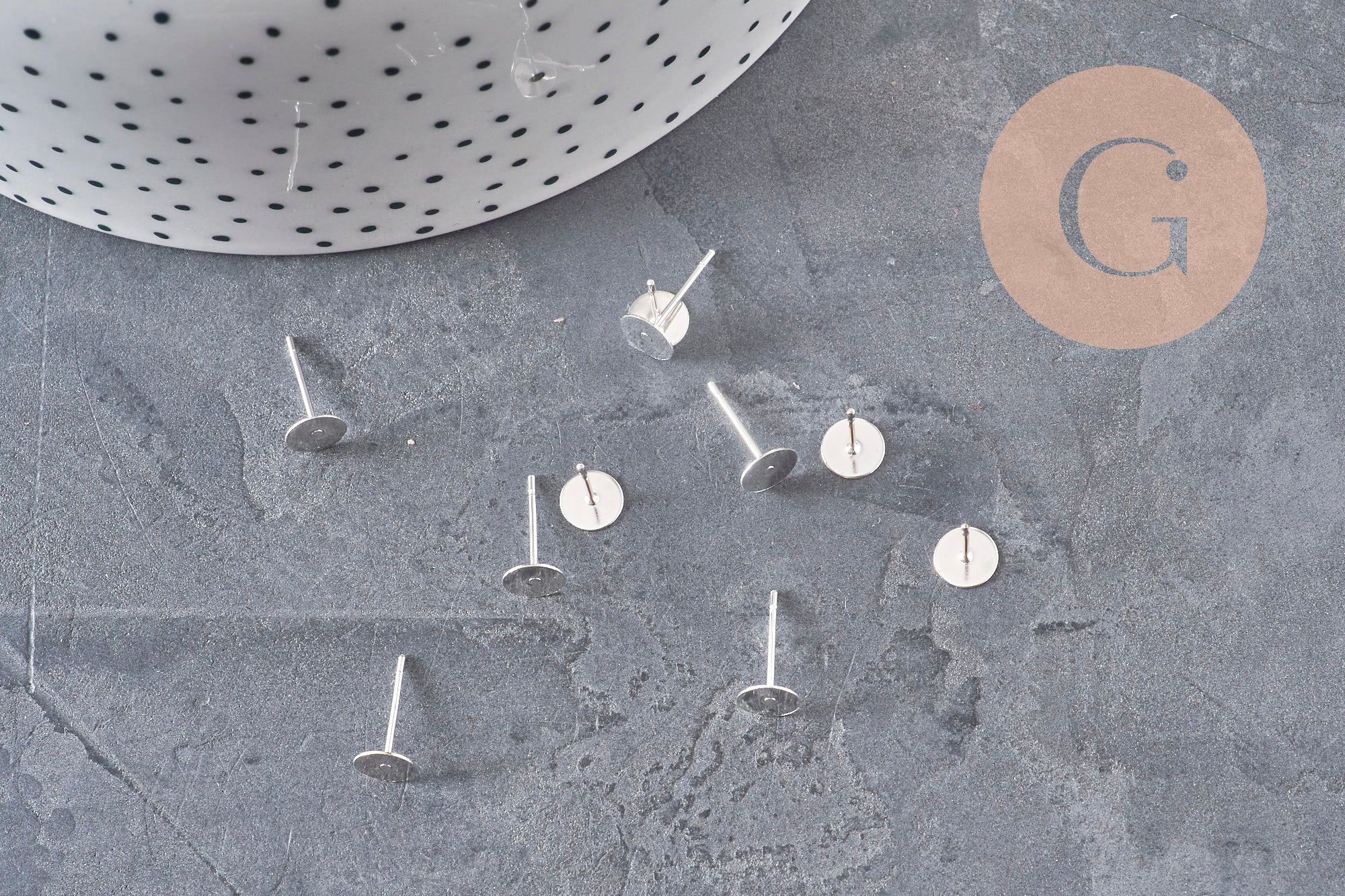 304 Stainless steel silver-plated 6mm stud earrings, x10 VALID