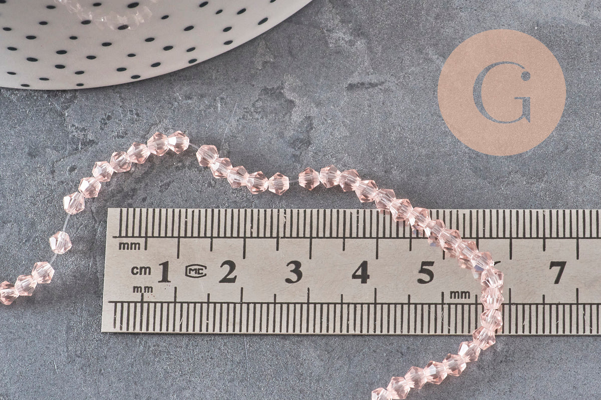 Perles toupies cristal à facette rose clair 3.8x3mm, x1 fil de 32.5cm-Perles-Gingerlily Perles