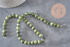 Perle jade vert olive ronde naturelle 8mm, x1 fil de 38cm (G11341)