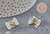 Broche pin's noeudblanc plastique & fer doré 18.5mm, x1 (G11331)