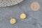 Round sun pendant 304 stainless steel 14K IP gold-plated 12.5mm, x1 (G8774)