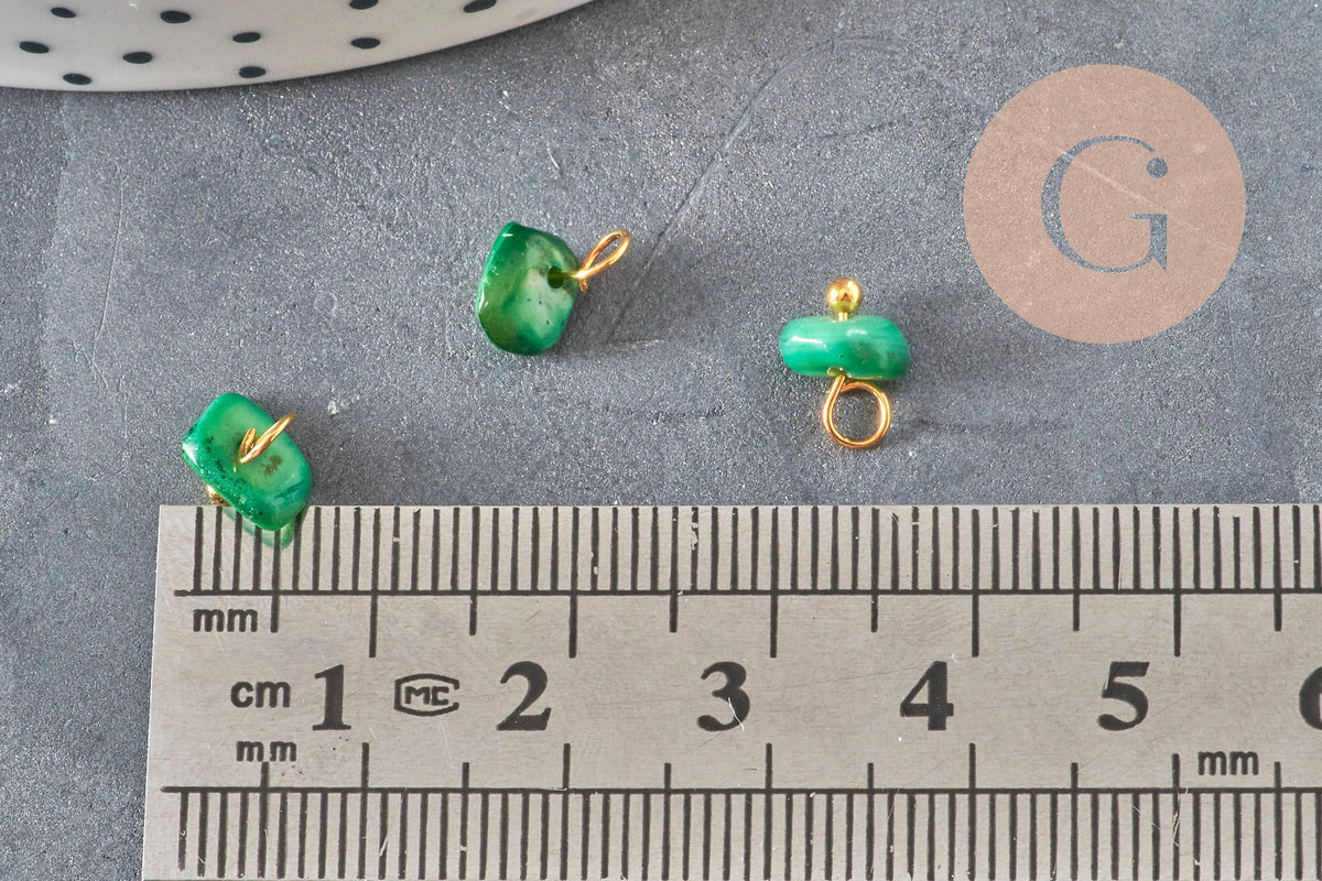 Breloque nuggets nacre naturelle multicolore laiton doré 8-9mm, x5 VALIDE-Breloques et pendentifs-Gingerlily Perles